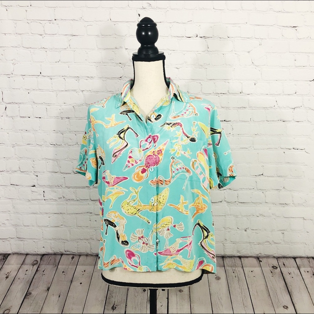 Jendo Tropical Silk Print Top Size L